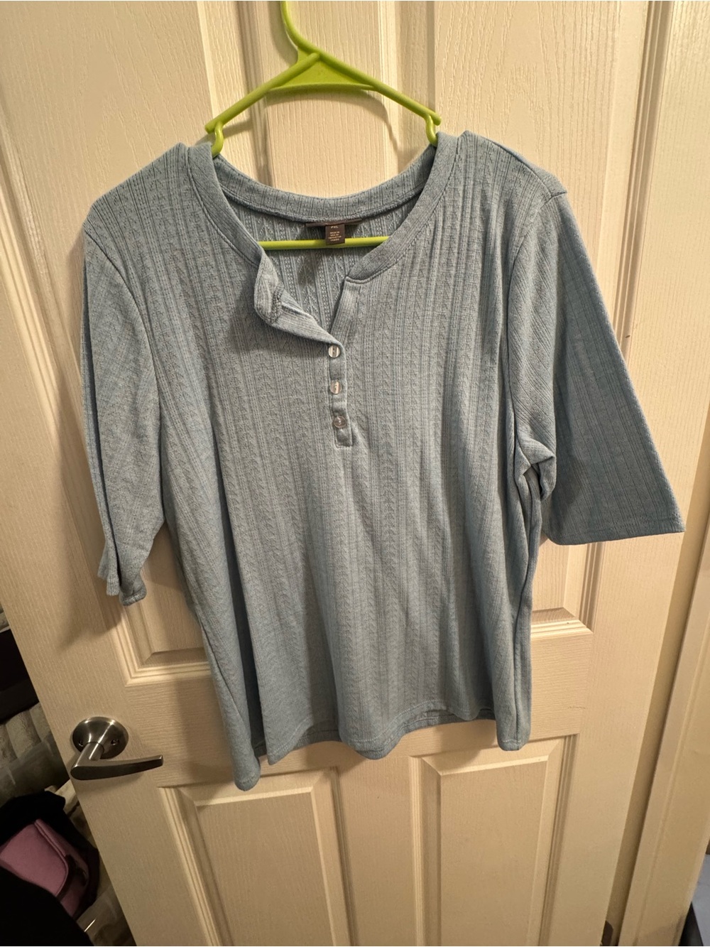 Style & Co. Light Blue Short Sleeve Henley Top